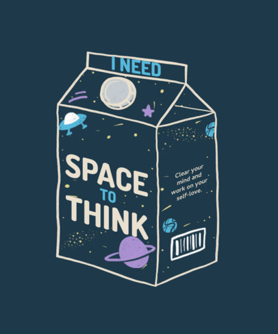 Cartoonish T-Shirt Design Maker Featuring a Milk Box With a Quote