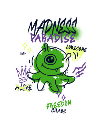 T-Shirt Design Template Featuring Graffiti-Style Doodle Characters 5600 el1