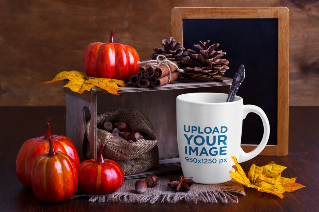 Thanksgiving-Themed Mockup Featuring an 11 Oz Coffee Mug