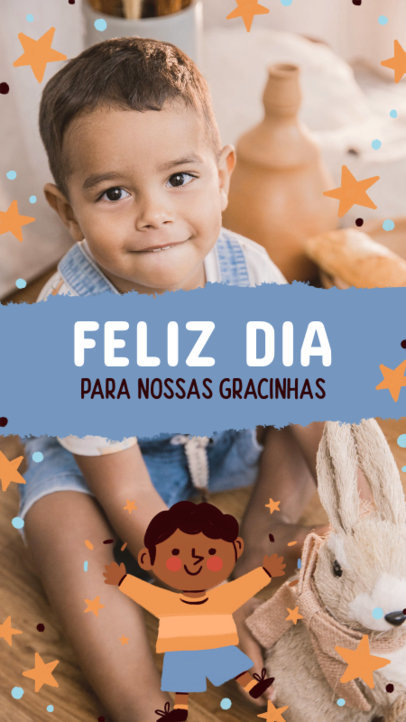 Dia Das Crianças Instagram Story Generator Featuring a Photo of a Little Boy 