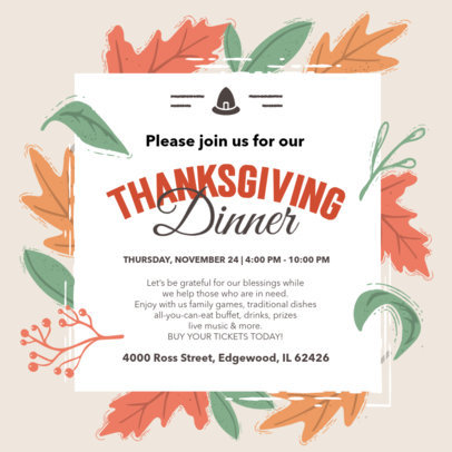 Instagram Post Template for Thanksgiving-Themed Event Invitations