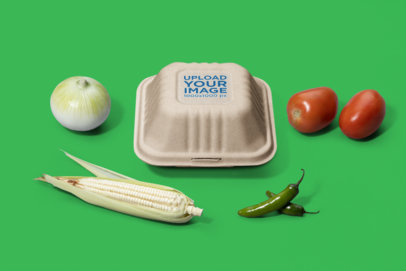 Mockup of a Clamshell Container Featuring Mexican Food Items m27785c