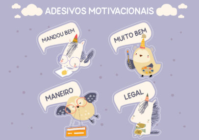 Motivational-Themed Sticker Template Featuring Cute Graphics
