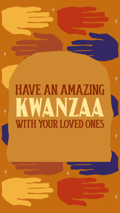 Instagram Story Generator Featuring Illustrated Hands with a Kwanzaa Quote