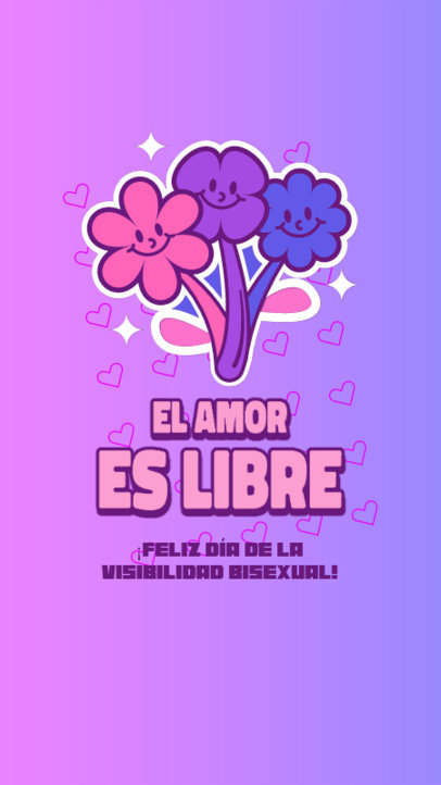 Instagram Story Generator Featuring Smiling Flowers for Bisexual Visibility Day
