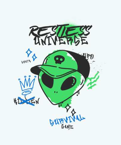 T-Shirt Design Maker Featuring an Alien Illustration with Graffiti-Style Doodles 5600a-el1