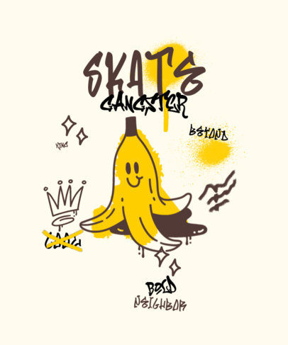 T-Shirt Design Template Featuring a Smiling Banana Doodle with Spray Paint Stains 5600d-el1