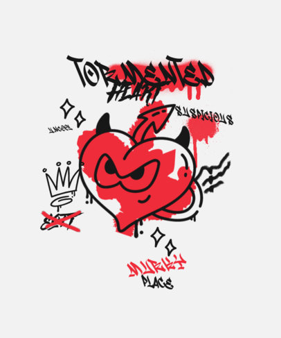T-Shirt Design Generator Featuring a Devilish Heart Doodle Character 5600f-el1