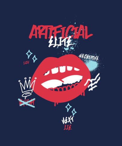 T-Shirt Design Creator Featuring a Graffiti Mouth Doodle with Spray Paint Stain Graphics 5600g-el1