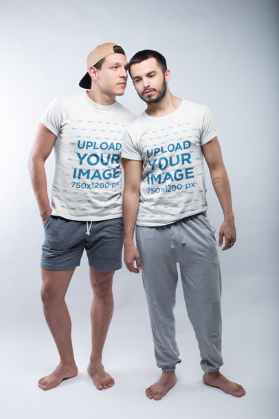 Gay Pride Shirts Mockup Standing Close to Each Other in a Photo Studio