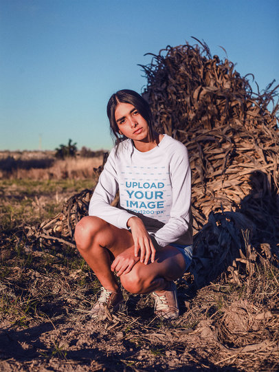 Woman Wearing a Crewneck Sweater Mockup Outdoors