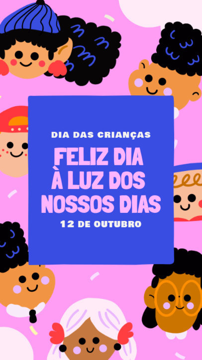 Dia Das Crianças-Themed Instagram Story Template Featuring Children Graphics