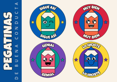 Sticker Template with Good Conduct Quotes and Cute Pencil Graphics 5616d-el1