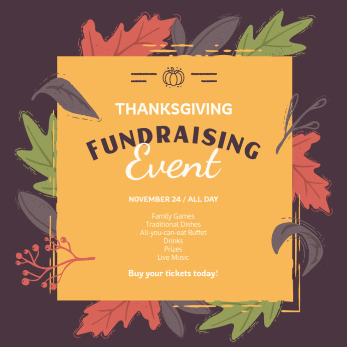 Instagram Post Maker for a Thanksgiving Fundraising Event Invitation