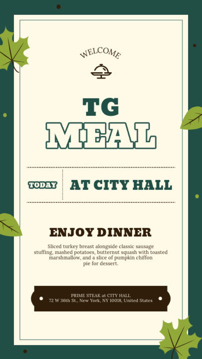 Instagram Story Generator for a Thanksgiving-Themed Meal