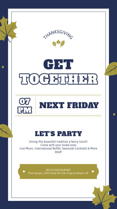 Instagram Story Maker Featuring a Thanksgiving-Themed Party Invitation