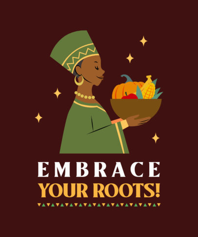 T-Shirt Design Maker Featuring an Illustrated Woman and a Kwanzaa Quote