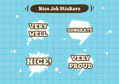 Sticker Template Featuring Bubble Speech Graphics With Nice Job Quotes