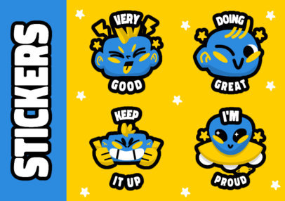 Motivational Sticker Template Featuring Cute Graphics and Quotes