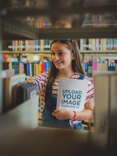 Smiling Girl Holding a Book Template at a Library