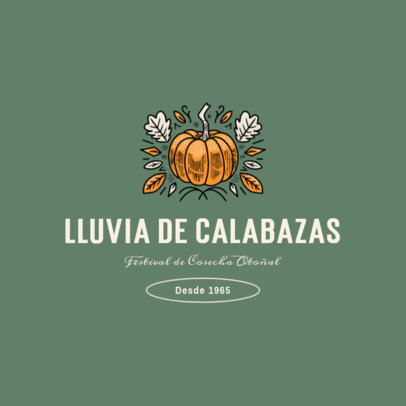 Harvest Farm Festival Logo Template Featuring an Illustrated Pumpkin