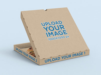 Mockup of an Open Pizza Box Placed on a Solid Color Background