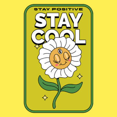 Cartoonish Sticker Design Maker Featuring a Retro Flower Graphic