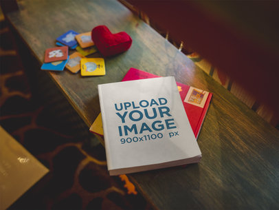 Book Mockup Lying on a Wooden Board a19286