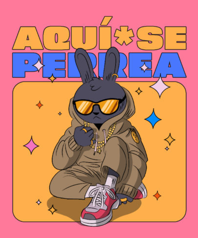 Reggaeton-Themed T-Shirt Design Maker Featuring a Cool Bunny Graphic