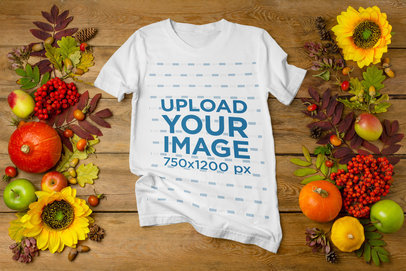 Round-Neck T-Shirt Mockup Featuring a Thanksgiving Aesthetic m19677 r-el2