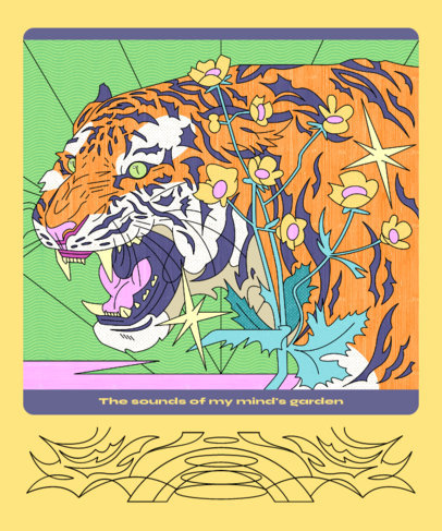 Psychedelic-Themed T-Shirt Design Maker Featuring a Tiger and a Quote