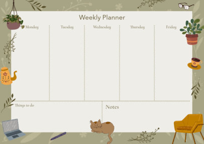 Weekly Planner Maker Featuring Plants and Cats Graphics 30324