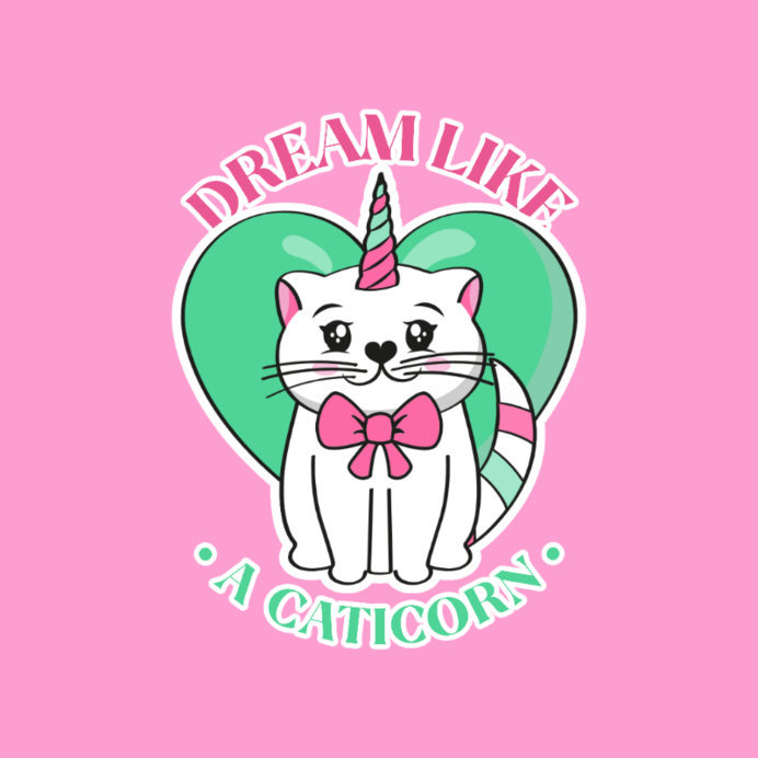 Placeit sticker design maker featuring a cute caticorn graphic