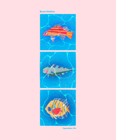 T-Shirt Design Creator Featuring Illustrated Fish Tiles
