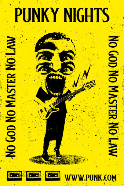 Art Print Maker Featuring a Monochromatic Punk Guitarist Graphic 5398A