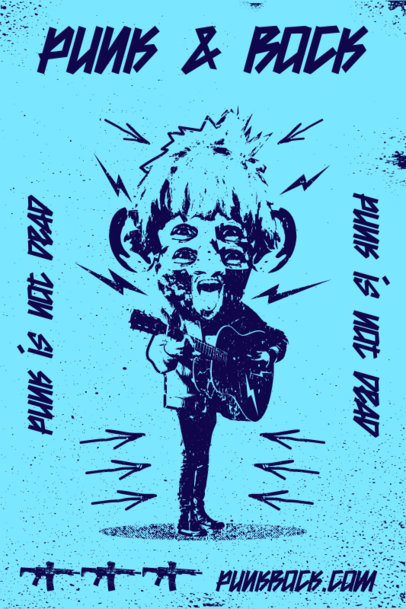 Art Print Design Creator Featuring a Rocker with a Guitar 5398C