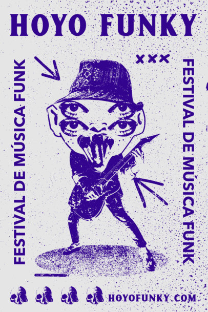 Art Print Design Template for a Rock Music Festival 5398D