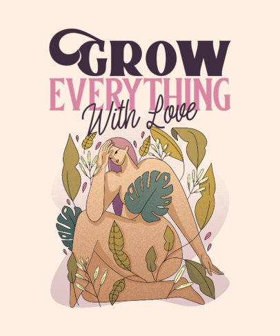 Illustrated T-Shirt Design Generator Featuring a Woman With Plants