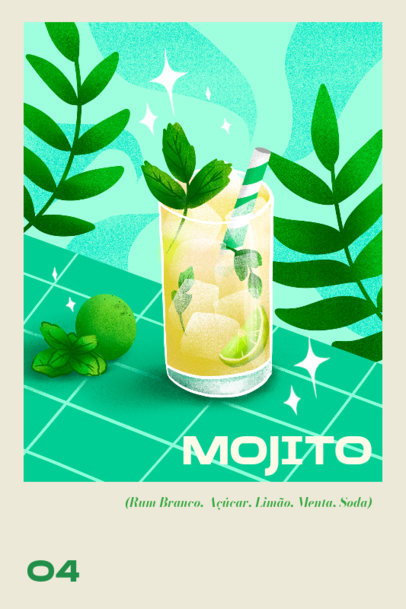 Mojito-Themed Art Print Template Featuring a Contemporary Aesthetic 5399c