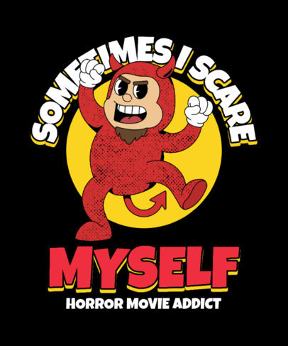 Halloween-Themed T-Shirt Design Creator Featuring a Cartoon in a Devil Costume