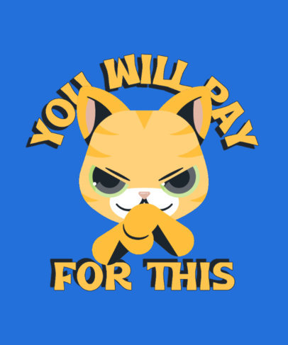T-Shirt Design Generator Featuring an Illustrated Evil Cat Cartoon