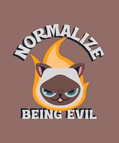 T-Shirt Design Template Featuring a Flaming Cat Head Illustration 4984g