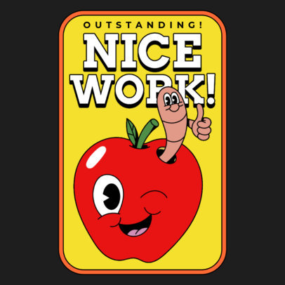 Quote Sticker Design Creator Featuring a Cartoonish Apple