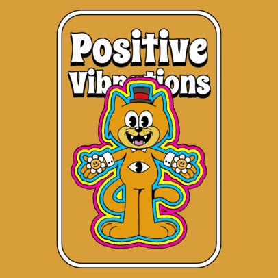 Sticker Design Generator With a Cartoonish Cat and a Retro Theme