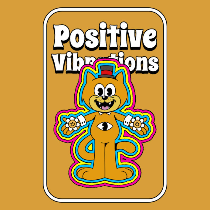 Placeit - Sticker Design Generator With a Cartoonish Cat and a Retro Theme