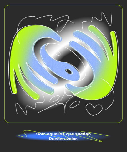 T-Shirt Design Template Featuring a Surrealist Theme