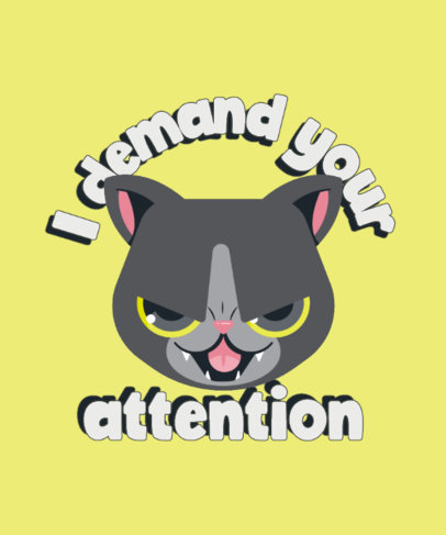 T-Shirt Design Creator Featuring an Evil Cat Face Illustration