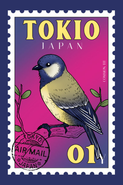 Art Print Creator Featuring a Japanese Bird Illustration
