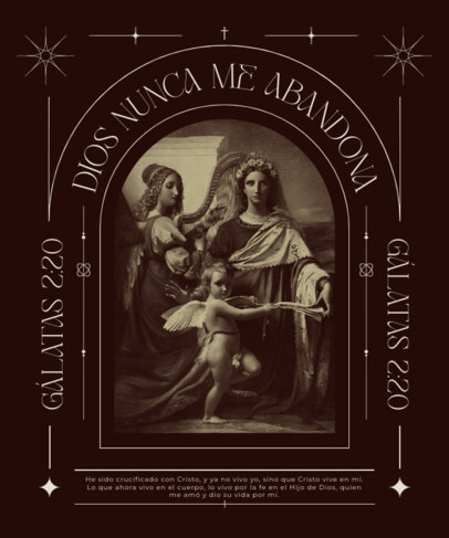 T-Shirt Design Template With a Christian-Themed Quote and a Painting