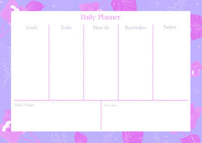 Daily Planner Generator Featuring a Colorful Layout and Leaf Graphics 30324a